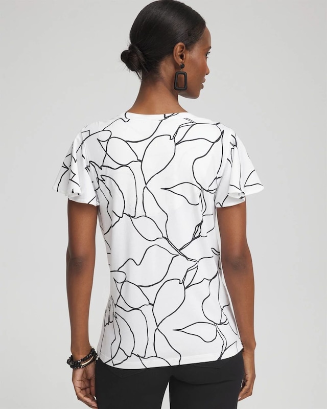 White Lines Flutter Sleeve Tee - image 3